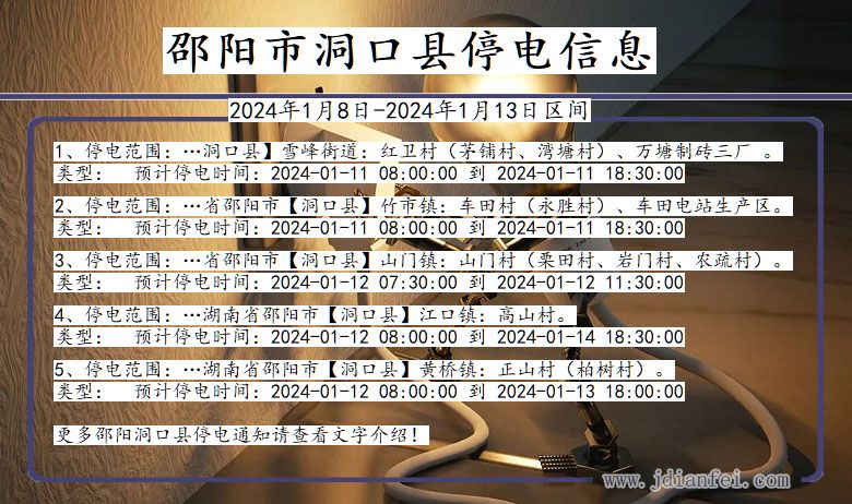 湖南省邵阳洞口停电通知