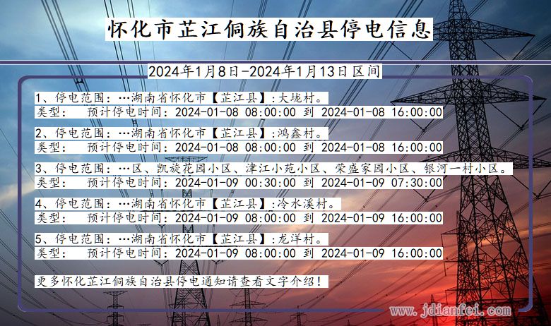 湖南省怀化芷江侗族自治停电通知