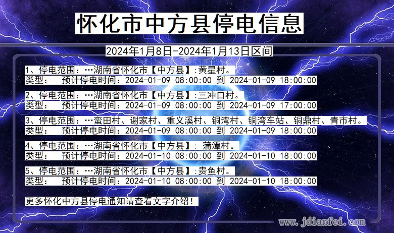 湖南省怀化中方停电通知