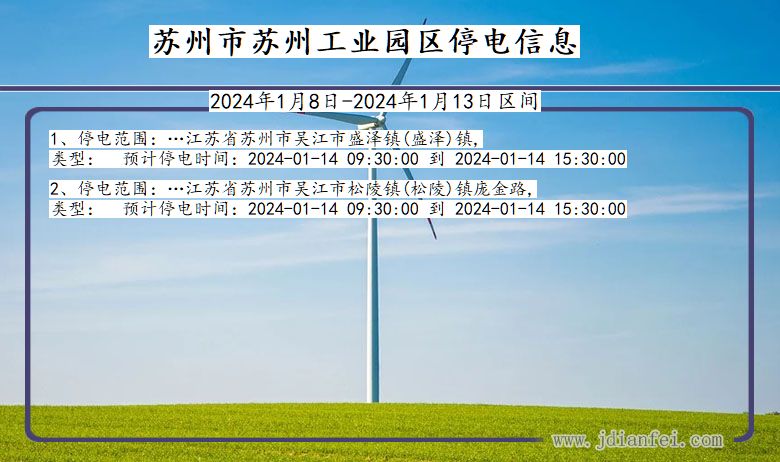 江苏省苏州苏州工业园停电通知