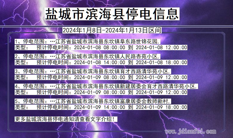 江苏省盐城滨海停电通知