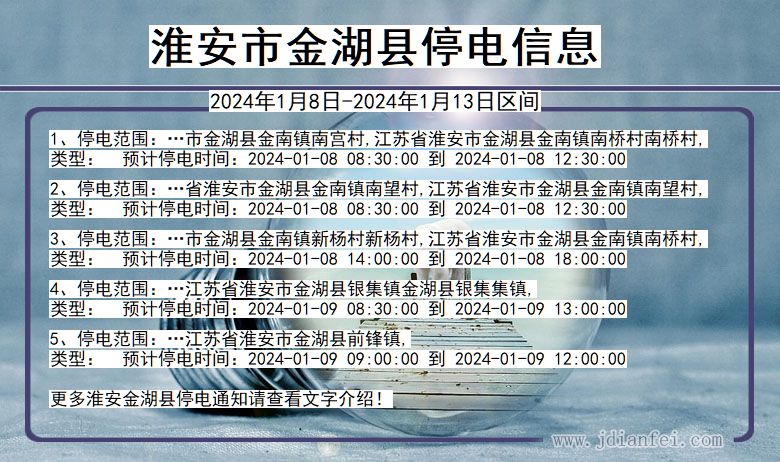 江苏省淮安金湖停电通知