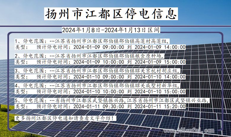 江苏省扬州江都停电通知