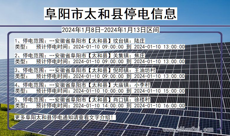 安徽省阜阳太和停电通知