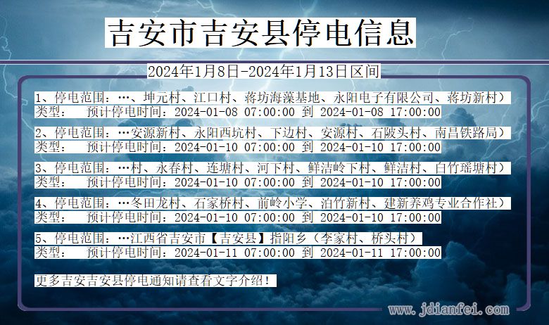 江西省吉安吉安停电通知