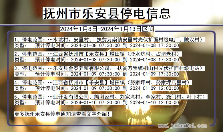 江西省抚州乐安停电通知