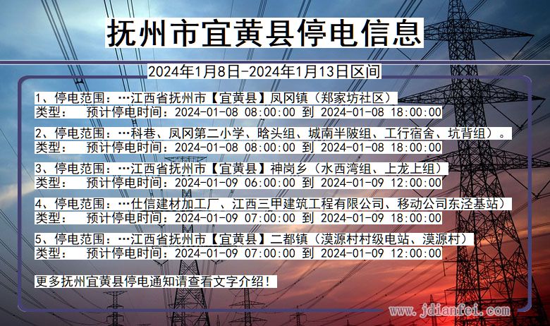 江西省抚州宜黄停电通知