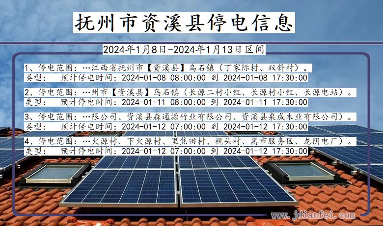 江西省抚州资溪停电通知