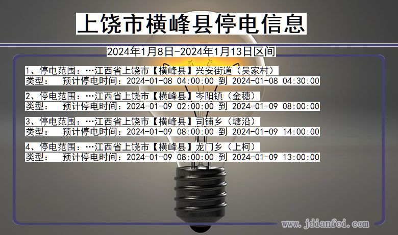 江西省上饶横峰停电通知