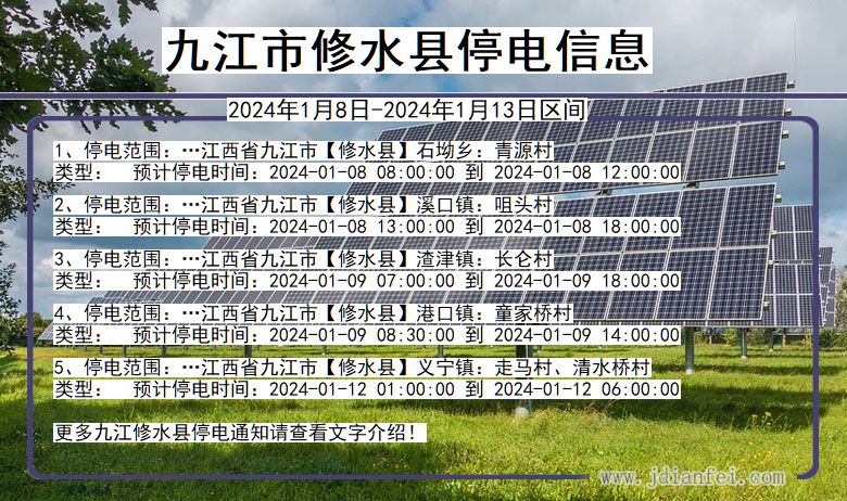 江西省九江修水停电通知