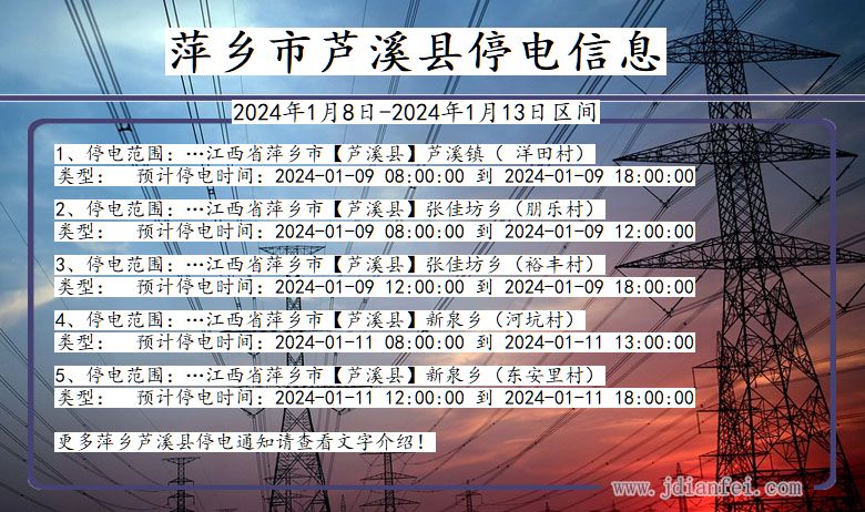 萍乡芦溪停电通知 江西省萍乡芦溪停电通知