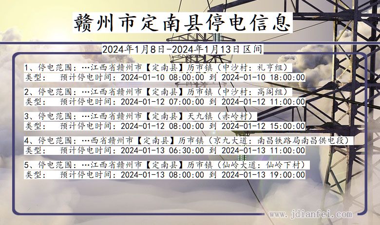 江西省赣州定南停电通知