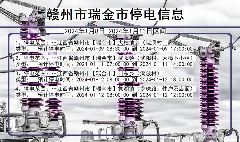 江西省赣州瑞金停电通知