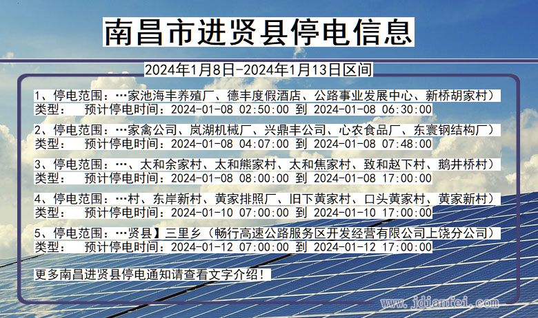 江西省南昌进贤停电通知