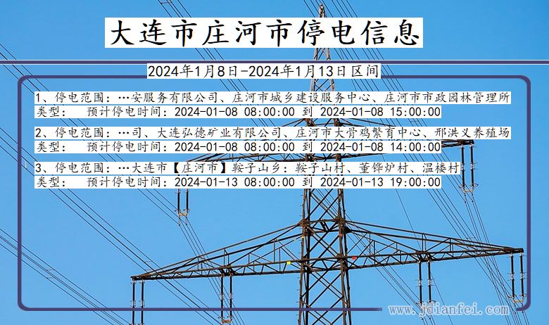 大连庄河停电通知 辽宁省大连庄河停电通知