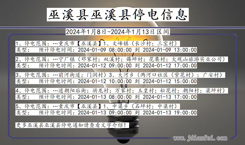巫溪县巫溪停电通知 重庆市巫溪县巫溪停电通知