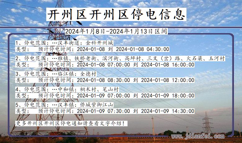 重庆市开州区开州停电通知