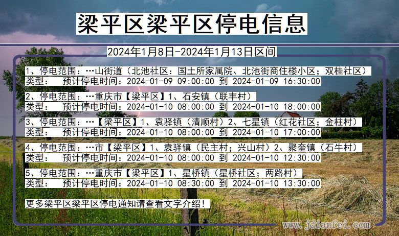 重庆市梁平区梁平停电通知