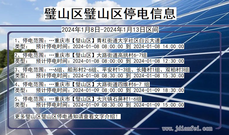 重庆市璧山区璧山停电通知