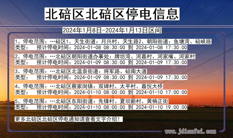 重庆市北碚区北碚停电通知