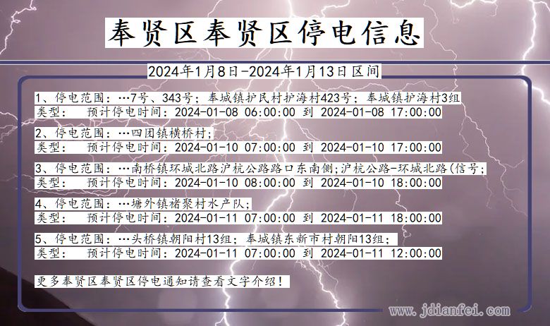 奉贤区奉贤停电通知 上海市奉贤区奉贤停电通知