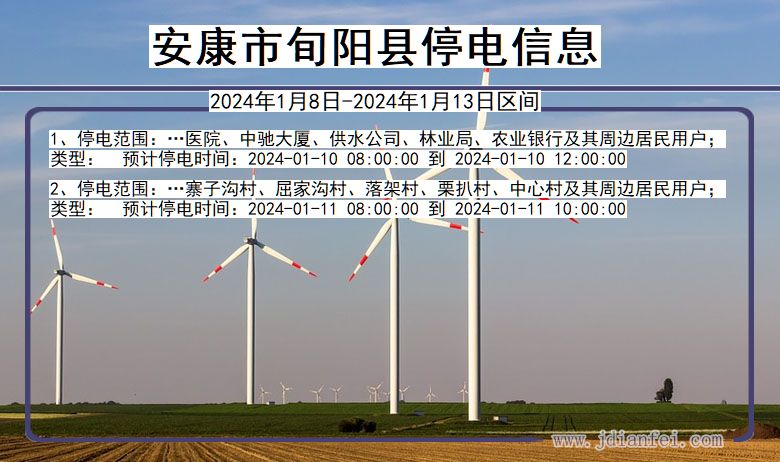 陕西省安康旬阳停电通知