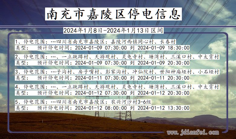 南充嘉陵停电通知 四川省南充嘉陵停电通知