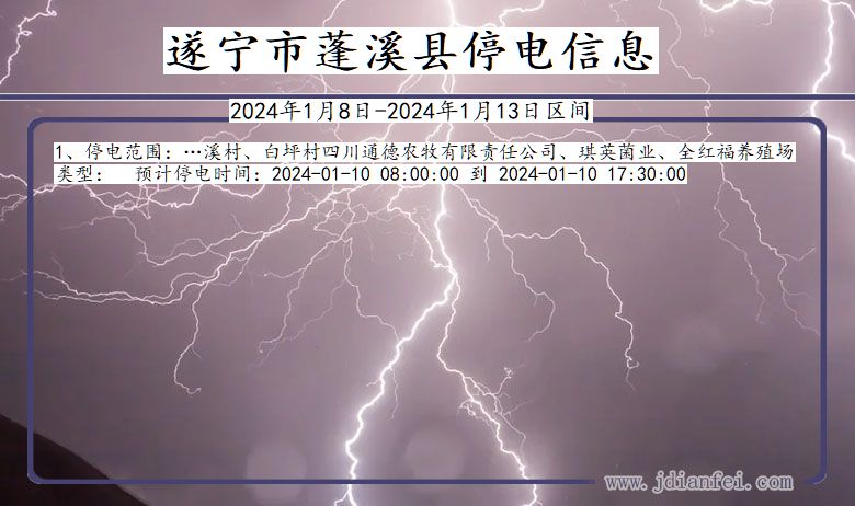 四川省遂宁蓬溪停电通知