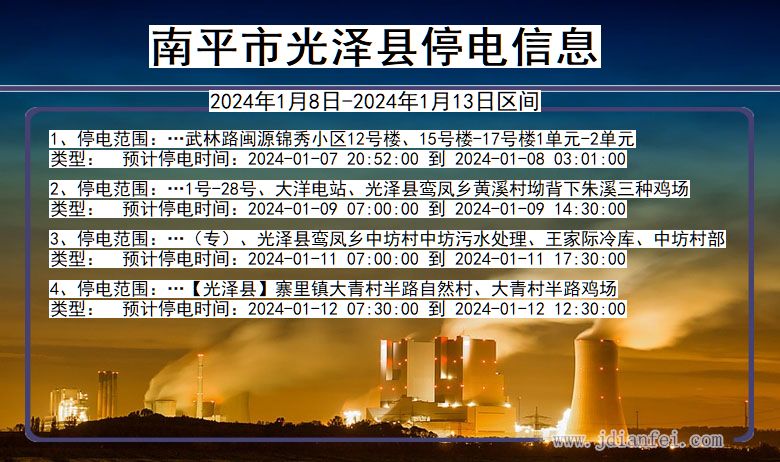 福建省南平光泽停电通知