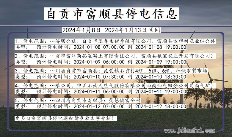 自贡富顺停电通知 四川省自贡富顺停电通知