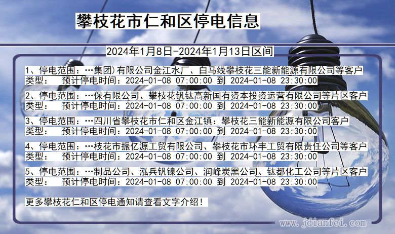 四川省攀枝花仁和停电通知