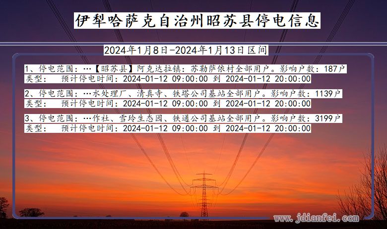 新疆维吾尔自治区伊犁哈萨克自治州昭苏停电通知