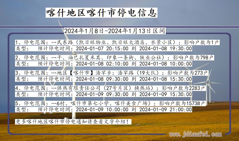 喀什地区喀什停电通知 新疆维吾尔自治区喀什地区喀什停电通知