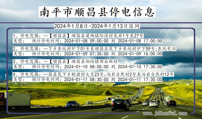 福建省南平顺昌停电通知