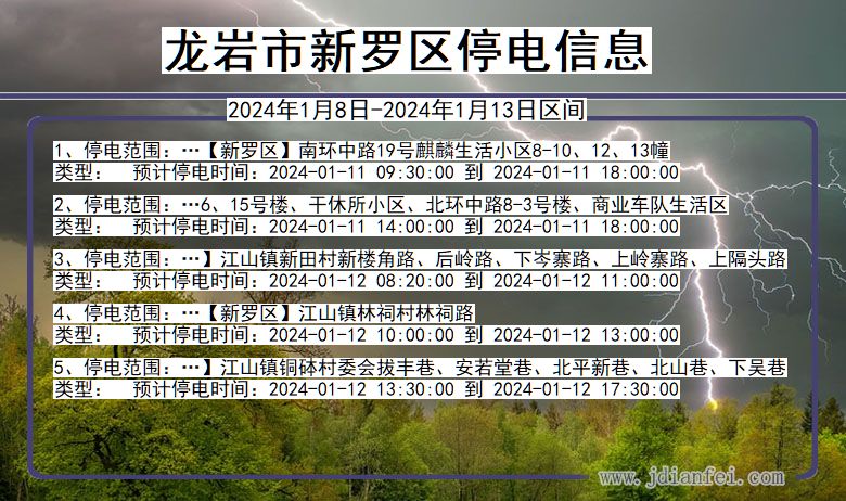龙岩新罗停电通知 福建省龙岩新罗停电通知