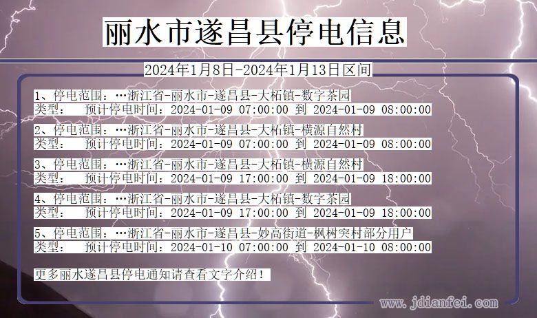 丽水遂昌停电通知 浙江省丽水遂昌停电通知