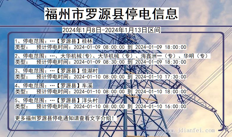 福建省福州罗源停电通知