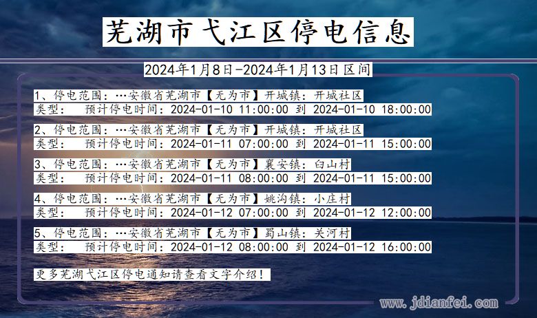 安徽省芜湖弋江停电通知