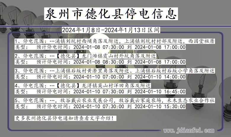 福建省泉州德化停电通知