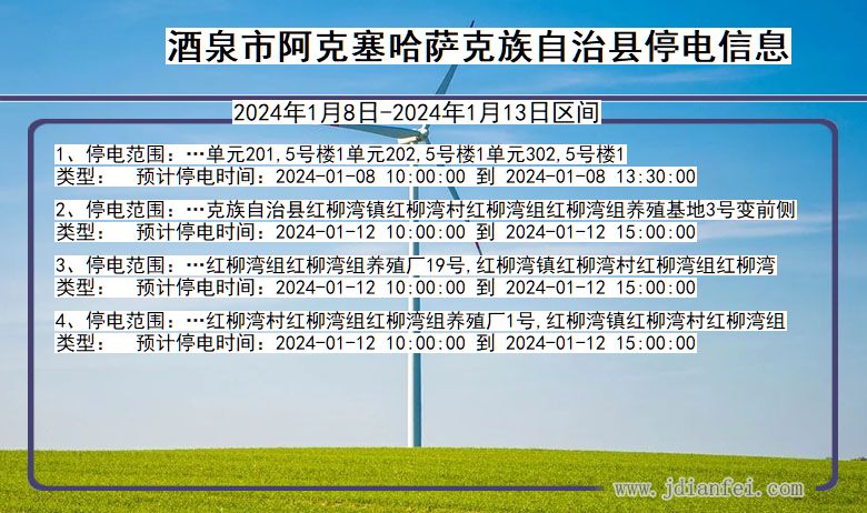 酒泉阿克塞哈萨克族自治停电通知 甘肃省酒泉阿克塞哈萨克族自治停电通知