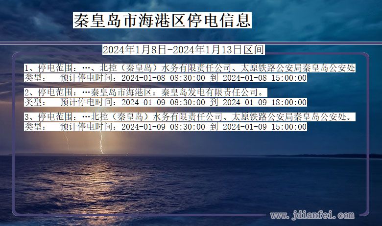 河北省秦皇岛海港停电通知