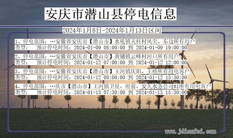 安徽省安庆潜山停电通知