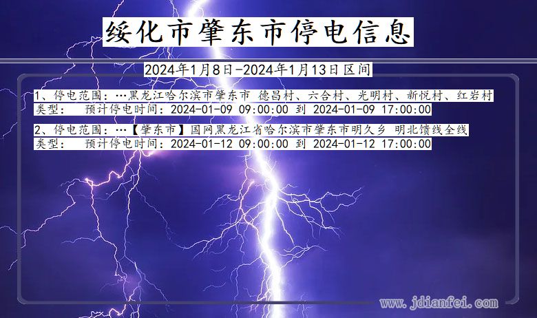 黑龙江省绥化肇东停电通知