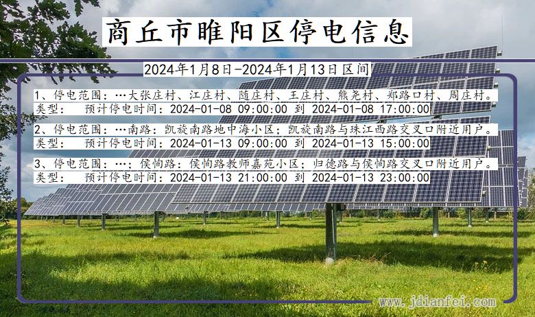 河南省商丘睢阳停电通知