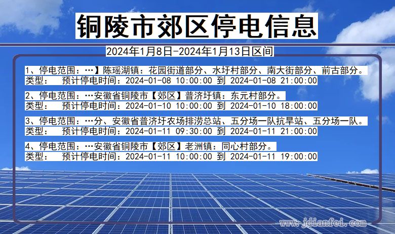 安徽省铜陵郊区停电通知