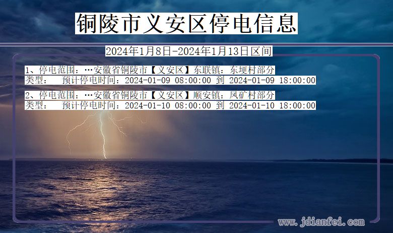 安徽省铜陵义安停电通知