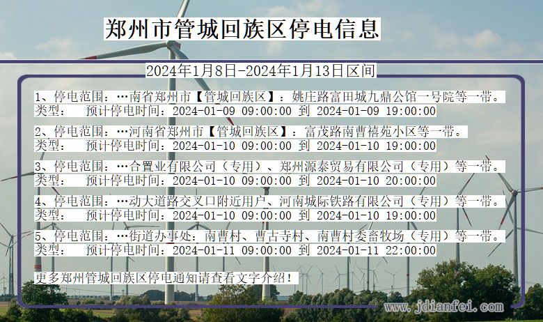 河南省郑州管城回族停电通知