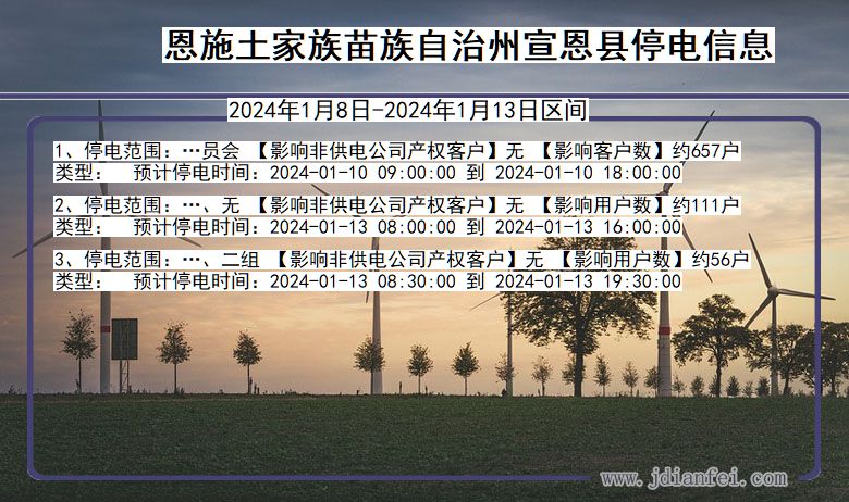 湖北省恩施宣恩停电通知