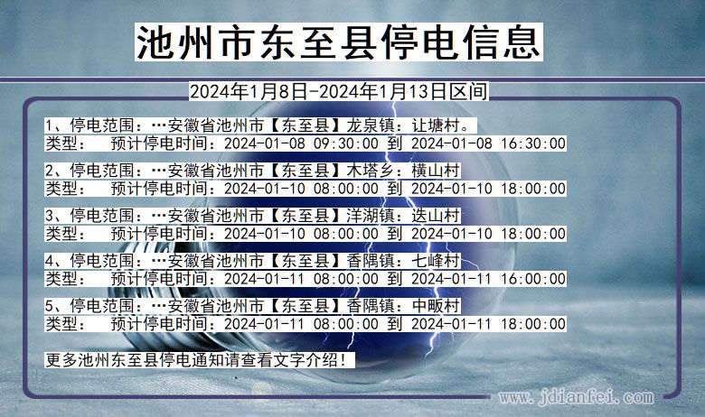 安徽省池州东至停电通知