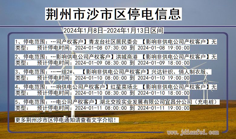 荆州沙市停电通知 湖北省荆州沙市停电通知
